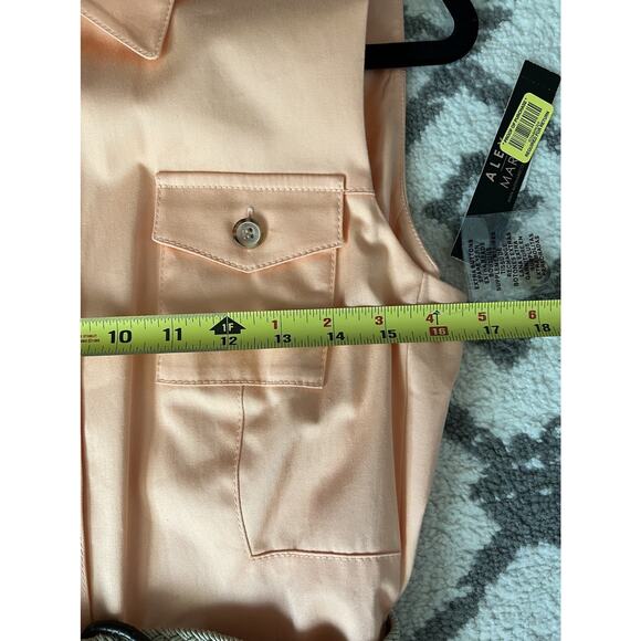 ALEX MARIE Peach Button Front Sleeveless Belted Shirt Sheath Dress Sz 8 NWT - Picture 8 of 9